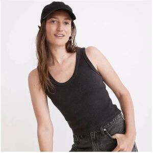 Charcoal Waffle Knit Crop Tank